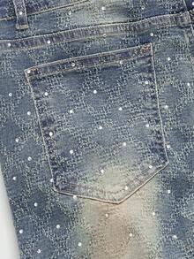 ROMWE MEN Street Life Jeans de pierna acampanada y desgastados de moda casual para hombres - Neblina azul - Ver 5