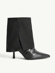 CUCCOO CHICEST Women's Pointed Toe Buckle Design Fashion Stiletto Ankle Boots Fall Shoes - Black - View 9