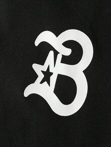 PAVTROS 男士字母印花长袖拉链连帽衫和运动裤休闲运动套装，情人节、春夏、送给男友的礼物、狂欢节、复古风、街头风、派对、圣帕特里克节、外出足球 - 黑與白 - 查看 8