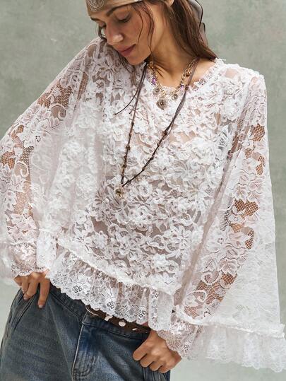 Bohemela Damblus i enfärgad, vävd och lös passform