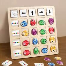 MINKOJA Wooden Little Fish Direction Finding Game, Spatial Logic Training, Wooden Puzzle Toy With 30 Question Cards, Color Recognition And Directional Logic Training Wooden Toy, Holiday, Birthday Gift - Multicolor - View 7