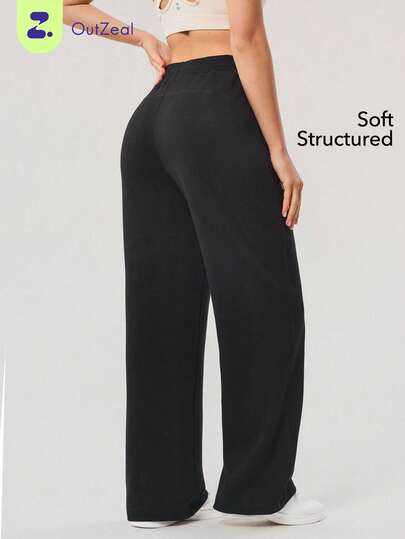 OutZeal 女士户外裤 黑色 日常休闲直筒裤 可调节腰带 户外裤