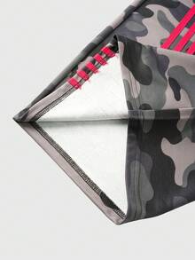 ROMWE MEN Street Life Quần dài nam dáng rộng, thắt eo bằng dây rút, họa tiết rằn ri, in chữ, thích hợp mặc hàng ngày. - xanh quân đội - Xem 4