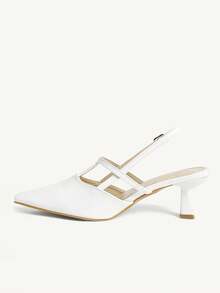 CUCCOO CHICEST Women's Pointed Toe Buckle Design Fashionable High Heels, Versatile For Daily Wear - Black and White - View 9