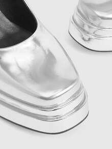 CUCCOO LuxiPop Women's Silver Thick Sole Fashionable High Heels, Versatile For Daily Wear - Silver - View 4