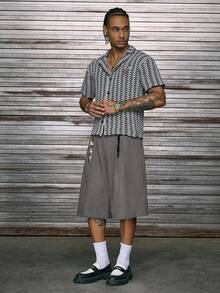 AXEPEAK Bermudas holgadas para hombre, ligeras y cómodas, con diseño plisado, apropiadas para primavera/verano - Gris - Ver 6