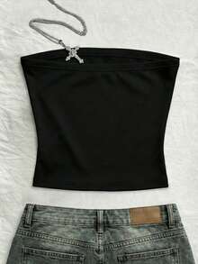 Noixe Women's Sexy Casual 67 Graphic Print Tube Top - Multicolor - View 2