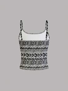 Glimmora Damlinne med geometriskt tryck och avslappnad passform - Multifärgad - Visa 2