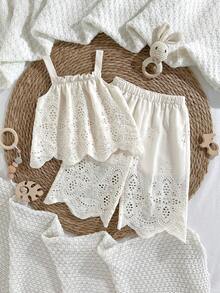 Loomiva 女婴夏季波西米亚风纯色荷叶边吊带背心和裤子套装 - 彩色 - 查看 7