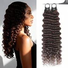 Boho Braids Human Crochet Hair In 100% Remy Human Hair Feather Line Crochet Hair Braids Salon Silky Seamless Invisible Natural Black Color For Thin Hair Woman Micro Pre Looped Crochet Human Hair Deep Wave Extensions