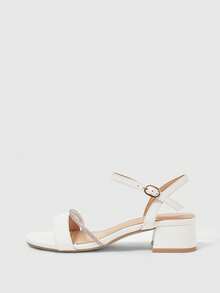 Sleekvia Giày nữ, giày cao gót mũi tròn, đế dày vừa phải, quai ngang mắt cá chân màu trắng, đính đá lấp lánh, kiểu dáng thanh lịch, thời trang, thoải mái hàng ngày, đa năng, thích hợp cho ngày Valentine. - trắng - Xem 10