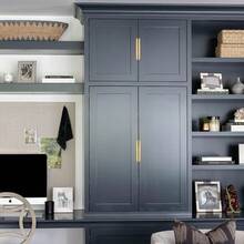 5个拉丝金橱柜把手，适用于橱柜和衣柜，尺寸：8厘米/3.15英寸、12厘米/4.72英寸、15厘米/6英寸、20厘米/7.87英寸、30厘米/11.8英寸，厨房橱柜拉手、抽屉拉手，现代隐藏式铝制衣柜门把手，拉丝金 - 金色 - 查看 6