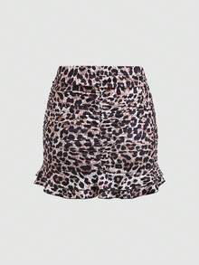 Olithes 2pcs Women Elegant Ruffle Hem Bodycon Mini Skirt Set - Multicolor - View 2