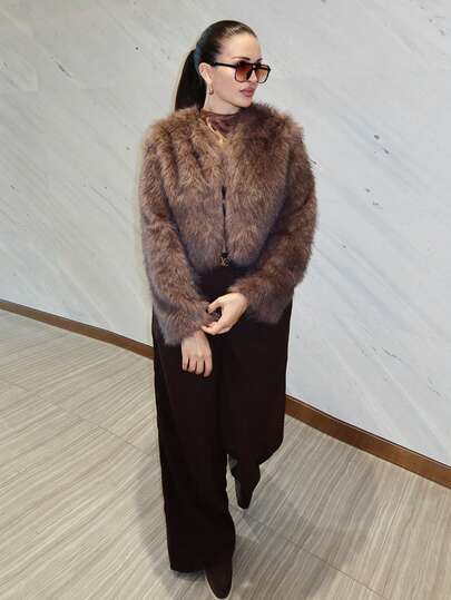 MDEdit 秋冬女士前开蓬松大衣