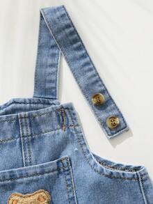 Cozy Pixies Baby Boy Cartoon Bear Printed Bib & Pants Set, Versatile & Comfortable - Blue - View 7