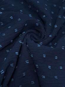 Calvaya Blusa elegante de mujer con manga farol, escote en V y corte de encaje, unicolor, otoño - Azul Marino - Ver 6