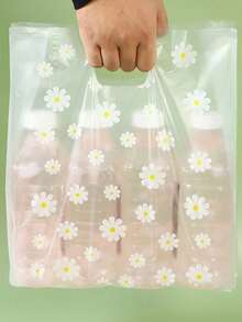 00 50 10 雪花雏菊印花礼品袋，适用于母亲节、婚礼、生日、毕业派对，可重复使用包装，必备用品 - 彩色 - 查看 1