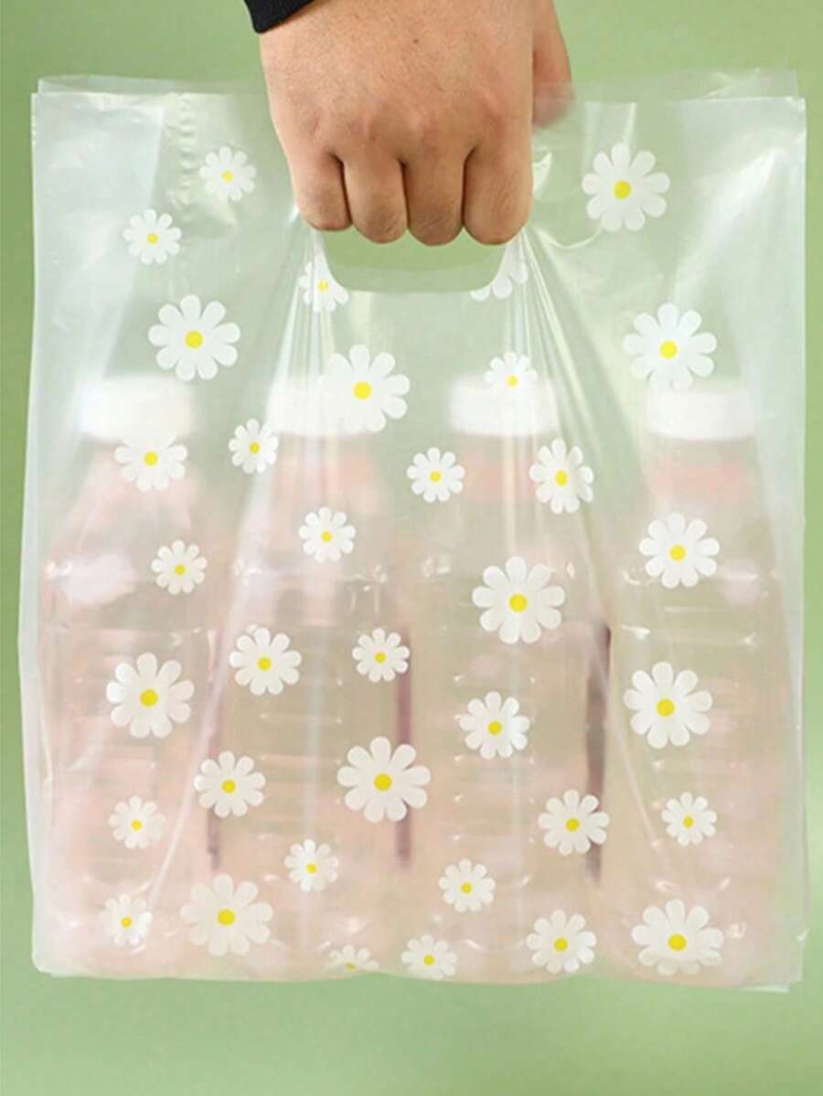 00 50 10 雪花雏菊印花礼品袋，适用于母亲节、婚礼、生日、毕业派对，可重复使用包装，必备用品 - 彩色 - 查看 1