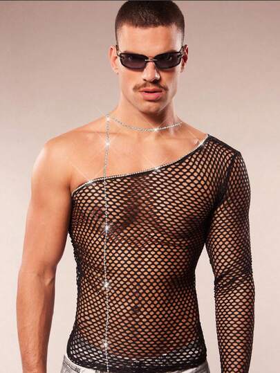 FeverCity 男士镂空性感派对长袖T恤