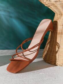 SHUZIA Giày bít mũi vuông gót thấp màu sô cô la bóng bẩy quyến rũ dành cho nữ, thích hợp cho mùa hè/xuân, dự tiệc hoặc đi nghỉ mát. - Màu nâu Sô-cô-la - Xem 6