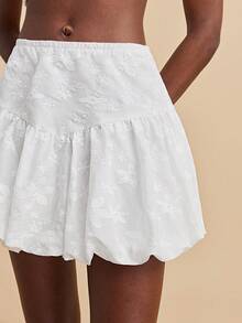 Travachic Women's Floral Embroidery Romantic Flared Midi Skirt, Vacation - White - View 5