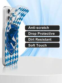 HARRY POTTER X SHEIN 1个拉文克劳图案手机壳 - 时尚美观的蓝色棋盘格鹰徽设计 | 时尚透明防震软壳，兼容iPhone 17/17 Pro/17 Pro Max/Air 和 16/15/14/13/12/11/Pro/Pro Max/X/XR/XS/XS Max/7/8/Plus - 無色 - 查看 3