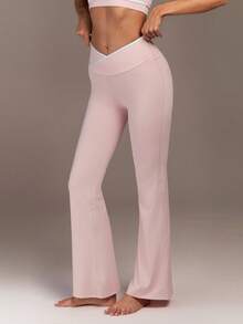 Fluxe Women's Minimalist Elastic V-Waist Flared Leggings - Pink - View 1