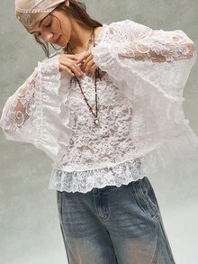 Bohemela 女士休闲纯色梭织宽松衬衫 - 杏色 - 查看 7