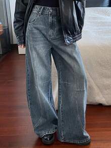 DAZY Women's Loose Casual Retro Versatile Christmas Denim Jeans, Suitable For Autumn, Winter, Summer Y2k