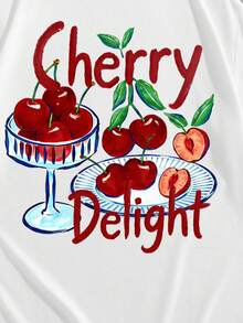 VIVINTIMO Men's Funny Fruit Cherry Print Casual T-Shirt - White - View 4