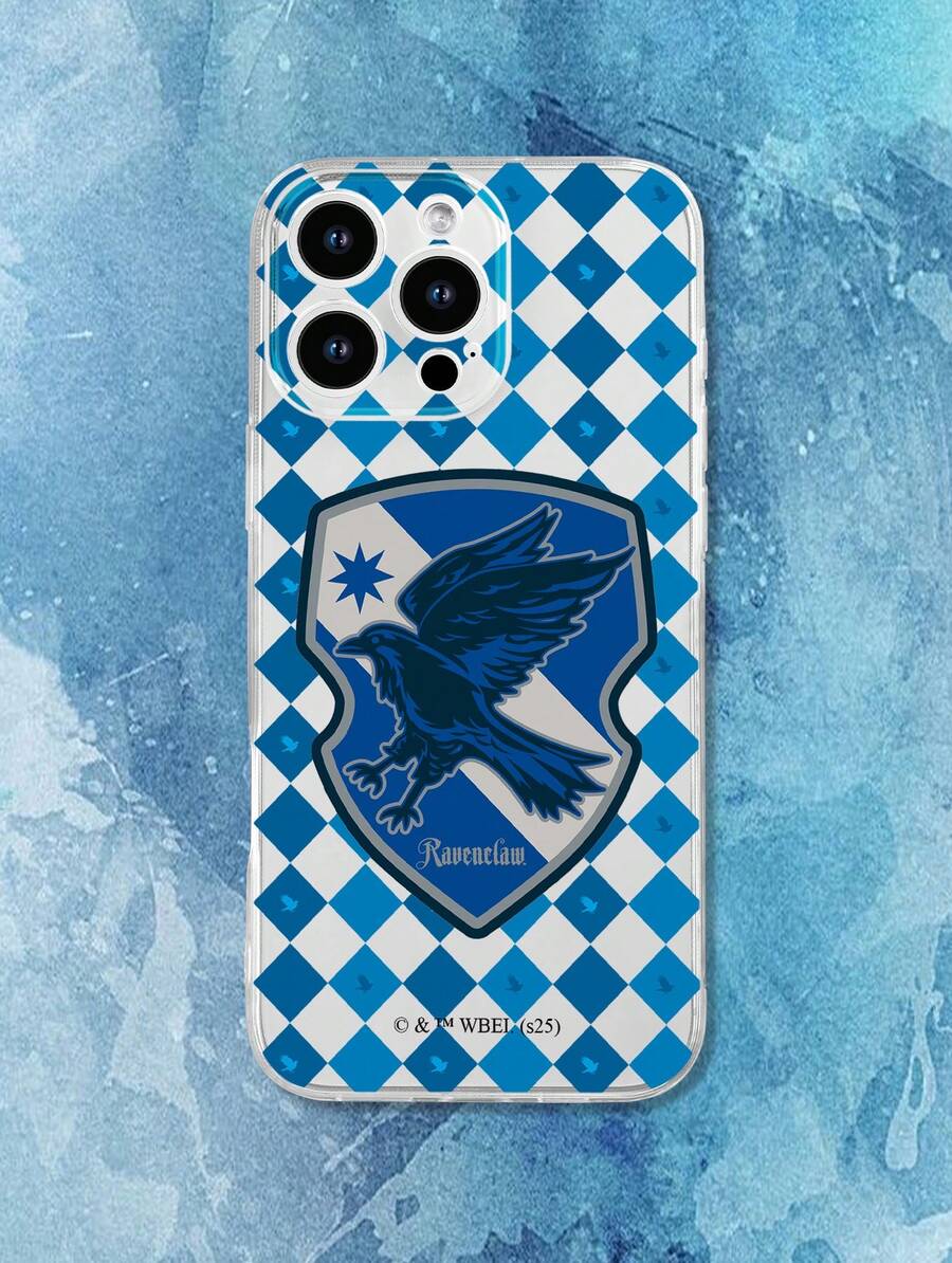 HARRY POTTER X SHEIN 1个拉文克劳图案手机壳 - 时尚美观的蓝色棋盘格鹰徽设计 | 时尚透明防震软壳，兼容iPhone 17/17 Pro/17 Pro Max/Air 和 16/15/14/13/12/11/Pro/Pro Max/X/XR/XS/XS Max/7/8/Plus - 無色 - 查看 1