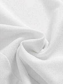 SHEIN MOD 女士露肩纯红色连衣裙，饰有3D花朵 - 白色 - 查看 4