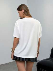 THE POWERPUFF GIRLS X SHEIN Women's Blossom, Bubbles, Buttercup Pattern Round Neck Short Sleeve T-Shirt - White - View 2