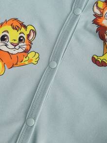 Newborn Baby Long Sleeve Jumpsuit Set, Cute Lion Cartoon Design, Soft & Comfortable Fabric, Suitable For Spring/Summer Wear - Multicolor - View 6
