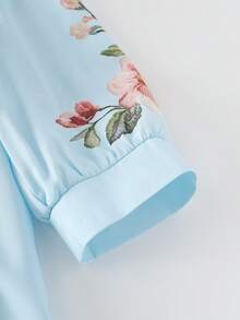 SHEIN Franclia 女士优雅印花腰带蝴蝶结衬衫 - 彩色 - 查看 6