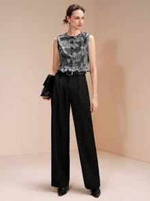 Arave Women's Elegant Cutout Fabric Button Vest - Dark Grey - View 7