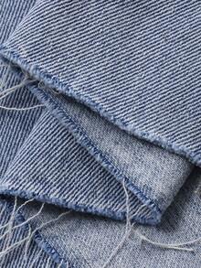 Livesso Women's Casual Washed Denim Slit Skirt - Medium Wash - View 9