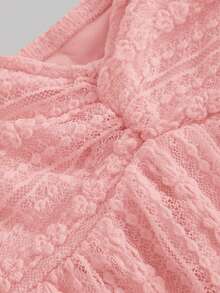 SHEIN MOD 女士奶油色蕾丝吊带背心，夏季，下午茶派对，情人节，夏季女装 - 粉色 - 查看 3