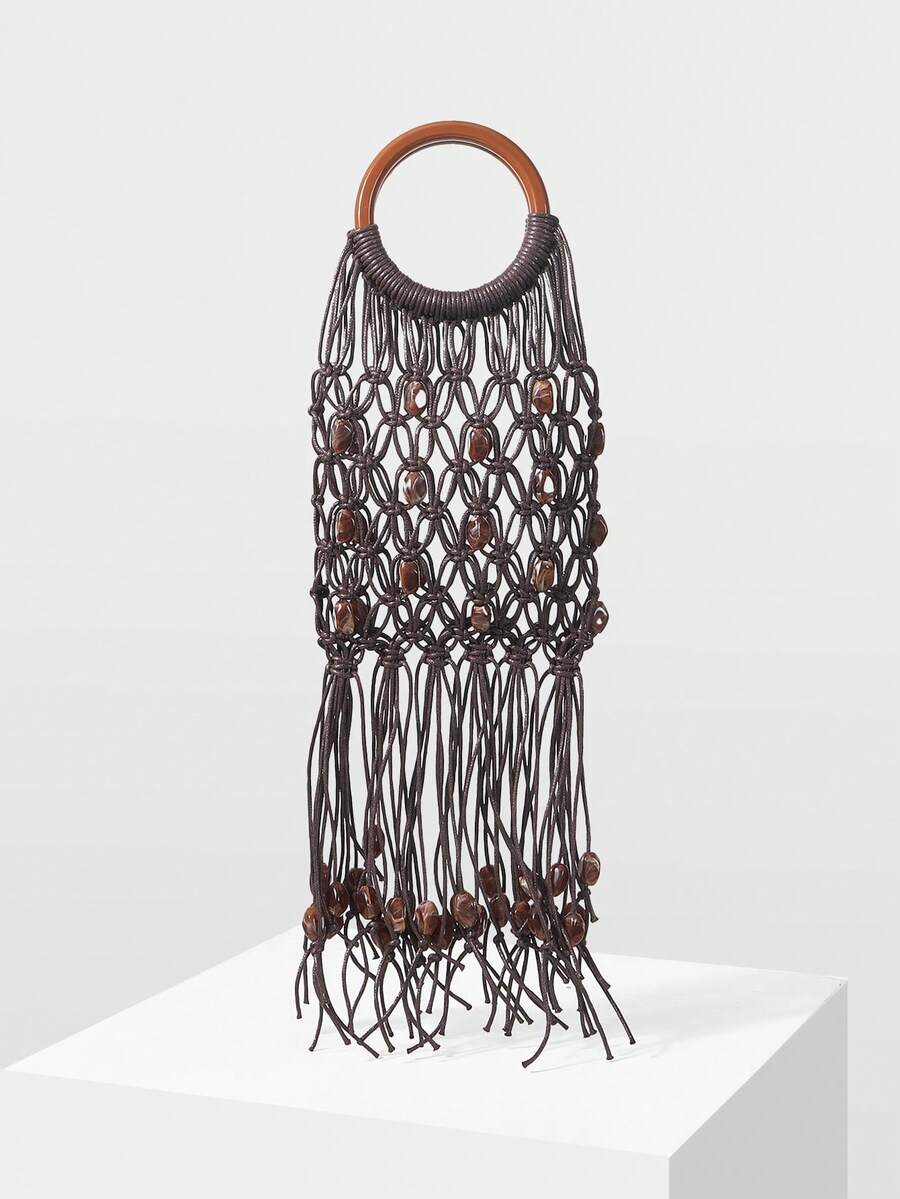 MOTF PREMIUM 女士度假风流苏手提包 - 米色 - 查看 1