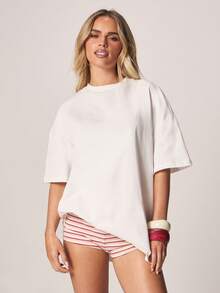 MISSGUIDED Puerto Rico Back Print Oversized Cotton T-Shirt For Summer Vacation Beach Wear Casual Graphic Tee - White - View 2