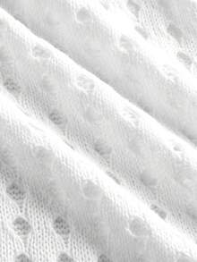 Franclia Vacation Style Hollow Out Loose Long Sleeve V-Neck Dress - White - View 4