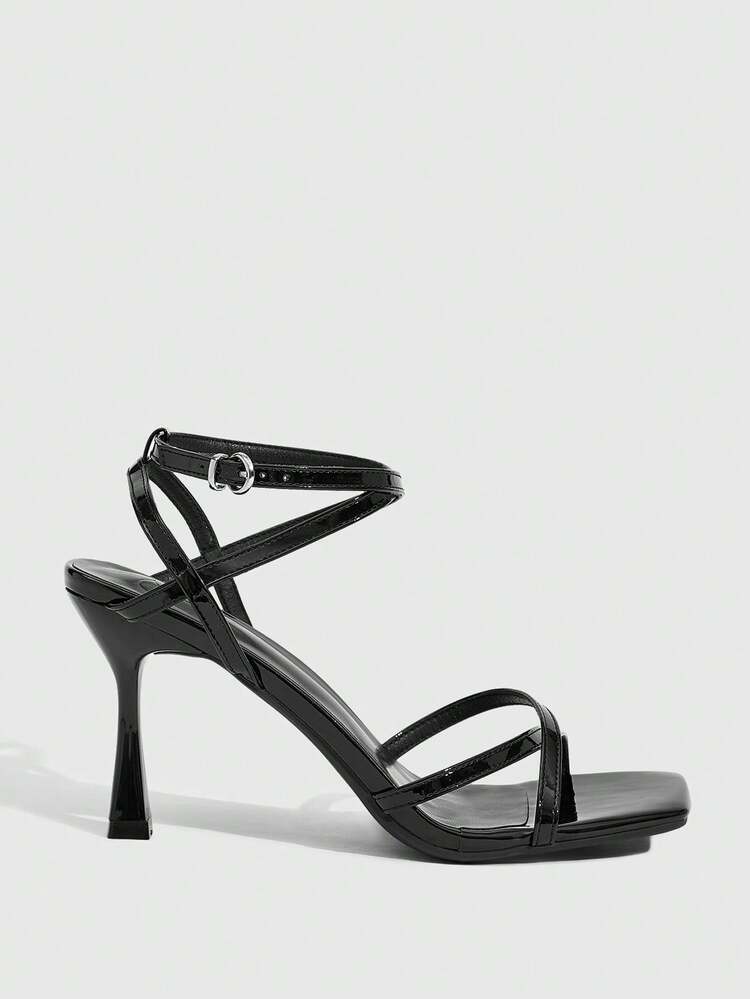 CUCCOO SZL Women's Sexy Kitten Heel Criss-Cross Strap Buckle Sandals, Summer