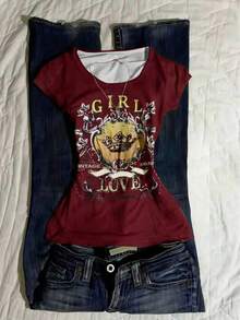 Glimmora 女士数码印花修身短袖T恤 - 彩色 - 查看 1