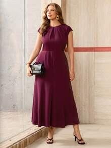 Roveilla Đầm dài tay ngắn dáng chữ A cổ tròn xếp ly eo màu trơn dành cho nữ cỡ lớn, màu hạt dẻ, có thể điều chỉnh eo, kiểu dáng thanh lịch Pháp cổ điển, trang trọng, công sở, đi làm, đi nghỉ mát, dự tiệc chiều, phong cách đường phố, đơn giản, đa năng, cổ điển Úc, thích hợp cho tiệc tại nhà, ngày lễ tình nhân, hẹn hò, mùa xuân hè. - Màu Đỏ Sâu - Xem 6