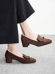 CUCCOO BIZCHIC Tacones altos de moda versátiles de uso diario con decoración de metal para mujeres - Marrón - Ver 6