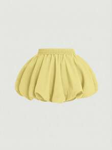 SHEIN MOD Chân váy xếp ly họa tiết hoa nơ màu trơn, cạp thấp. - Màu vàng ngỗng - Xem 2