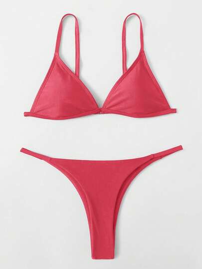 SHEIN Swim Solid Color Bikini Set For Beach Vacation