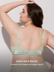 LUVLETTE Plus Woman Lingerie Full Coverage Support&Breathable Underwire Sexy Unlined Sheer Minimizer Green Lace Bra - Mint Green - View 4