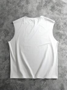 Manfinity EMRG Men's Casual Sleeveless T-Shirt With Character And Slogan Print, Fashionable Street Style, Summer