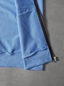 Manfinity Hypemode 男士几何印花拉链门襟休闲圆领背心，情人节、春夏、送男友礼物、狂欢节、复古、街头风、派对、圣帕特里克节、外出、男士圆领背心 - 藍色 - 查看 6